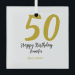 50th birthday add name date year black template go glass tree decoration<br><div class="desc">editable design</div>