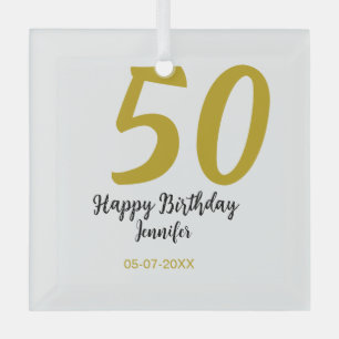 50th birthday add name date year black template go glass tree decoration