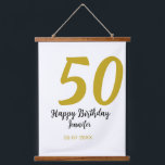 50th birthday add name date year black template go hanging tapestry<br><div class="desc">editable design</div>
