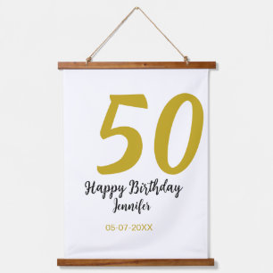 50th birthday add name date year black template go hanging tapestry