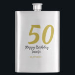 50th birthday add name date year black template go hip flask<br><div class="desc">editable design</div>