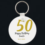 50th birthday add name date year black template go key ring<br><div class="desc">editable design</div>