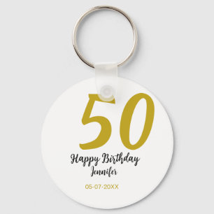 50th birthday add name date year black template go key ring