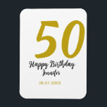 50th birthday add name date year black template go magnet<br><div class="desc">editable design</div>
