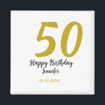 50th birthday add name date year black template go magnet<br><div class="desc">editable design</div>