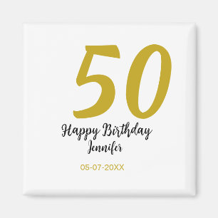 50th birthday add name date year black template go magnet