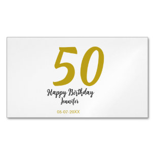 50th birthday add name date year black template go magnetic business card