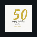 50th birthday add name date year black template go napkin<br><div class="desc">editable design</div>
