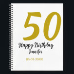 50th birthday add name date year black template go notebook<br><div class="desc">editable design</div>