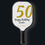 50th birthday add name date year black template go pickleball paddle<br><div class="desc">editable design</div>