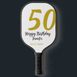 50th birthday add name date year black template go pickleball paddle<br><div class="desc">editable design</div>