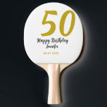 50th birthday add name date year black template go ping pong paddle<br><div class="desc">editable design</div>