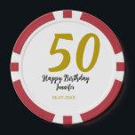 50th birthday add name date year black template go poker chips<br><div class="desc">editable design</div>