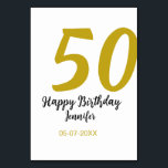 50th birthday add name date year black template go table number<br><div class="desc">editable design</div>