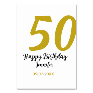 50th birthday add name date year black template go table number