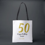 50th birthday add name date year black template go tote bag<br><div class="desc">editable design</div>