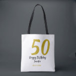 50th birthday add name date year black template go tote bag<br><div class="desc">editable design</div>