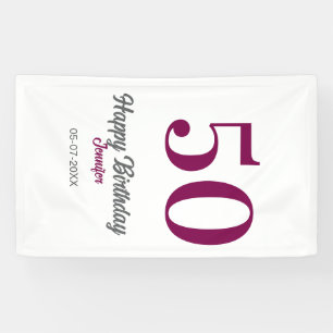 50th birthday add name date year mauve template  banner