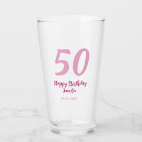 50th birthday add name date year pink red bold