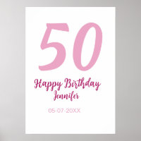 50th birthday add name date year pink red bold