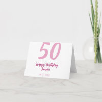 50th birthday add name date year pink red bold