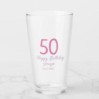 50th birthday add name date year pink template go glass