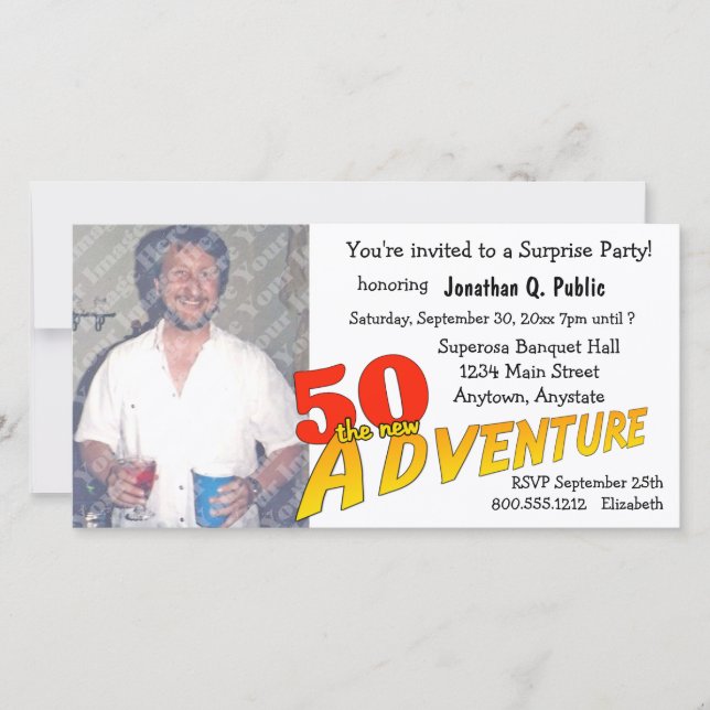 50th Birthday Adventure Party Photo Invitation (Front)