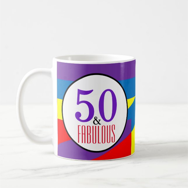 50th Birthday And Fabulous Coffee Mug (Left)