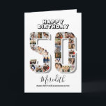 50th Birthday Anniversary Number 50 Photo Collage Card<br><div class="desc">Celebrate 50th birthday or wedding anniversary with this printable photo collage. Choose your favourite photos for display. Customise the name, text and date to fit your occasion. This will be a lovely keepsake with personalised message to look back on with family and friends. If you need any other number as...</div>