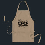 50th Birthday apron | Customisable for any age<br><div class="desc">50th Birthday BBQ apron | Customisable for any age. Cheers to 50 years. Aged to perfection. Present for fifty year old men; dad,  husband,  uncle,  grandpa,  brother etc. Personalizable age number,  slogan and colour. Cute birthday party gift idea</div>