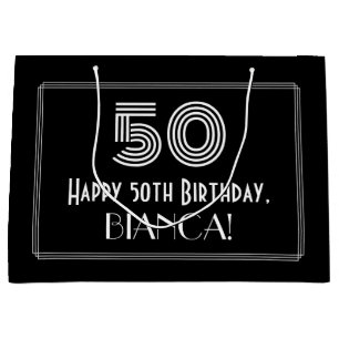 50th Birthday — Art Deco Inspired Look "50" & Na Large Gift Bag