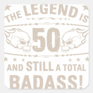 50th Birthday Badass Square Sticker