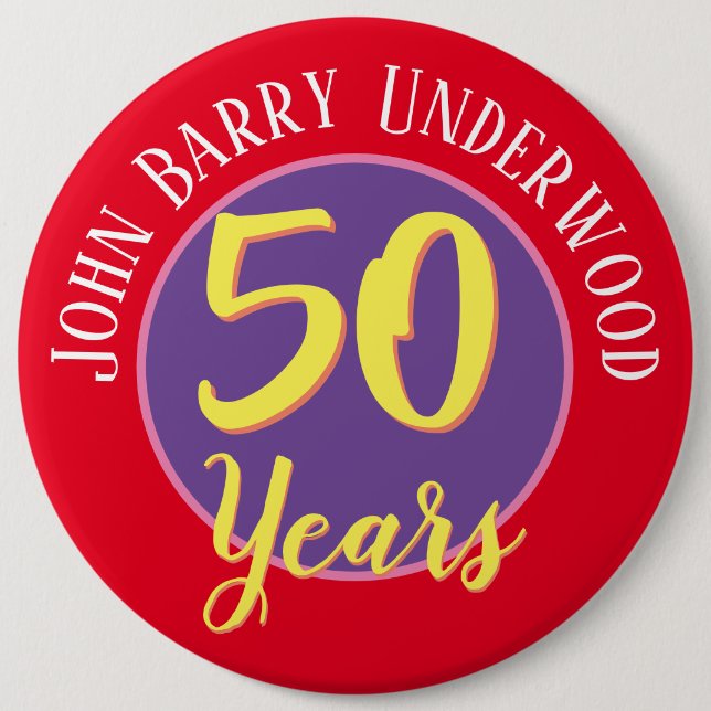 50th Birthday Badge to Personalise. (Front)