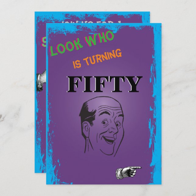 50th Birthday Bald Man Surprise Invitation (Front/Back)