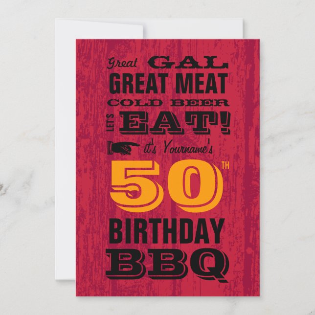 50th Birthday BBQ Grill Out Invitation (Front)
