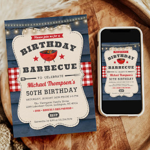 50th Birthday BBQ Summer Barbecue Party Invitation