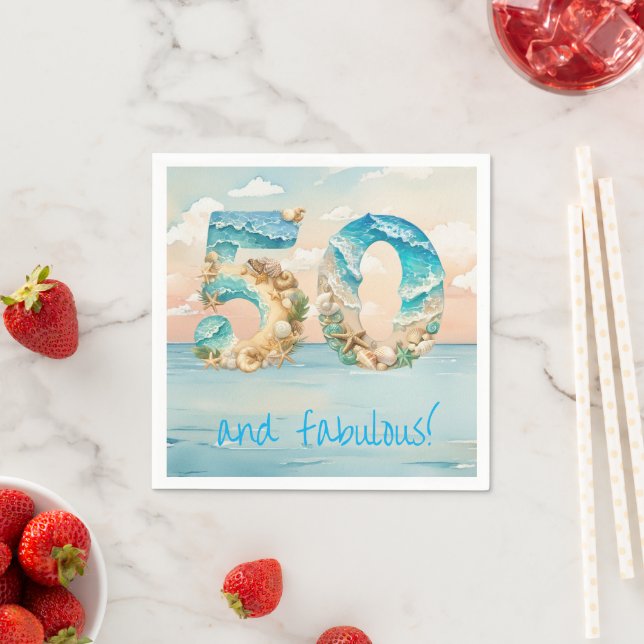 50th Birthday Beach Party Napkin (Insitu)