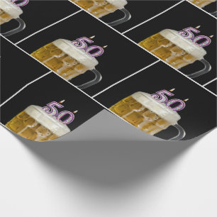 50th Birthday Beer Mug With Candles Wrapping Paper