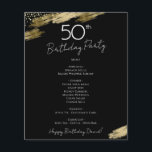 50th Birthday Black and Gold Party Menu Flyer<br><div class="desc">Menu. Script font highlights with easy to read serif name font. Make your own menu,  use your own text to create an elegant yet cheap and affordable event menu. Easy to personalise. Custom menu paper sheets. Black and Gold Elegant Birthday party custom menu</div>