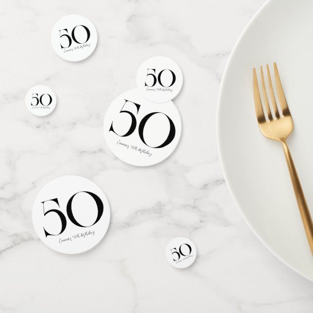 50th Birthday Black and White Confetti (Group)