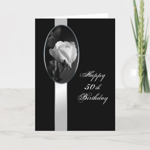 50th Birthday - Black and White elegance Card