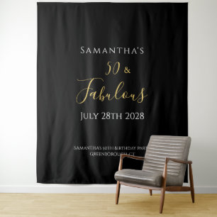 50th Birthday Black Gold 50 and Fabulous Tapestry