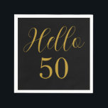 50th Birthday Black Gold Birthday Party Napkin<br><div class="desc">Elegant black and gold 50th birthday party design. This modern typography design is in classic black and gold. It has the text "Hello 50" in trending typography. This stylish design is perfect for a chic and unforgettable 50th birthday party celebration. If you need help with personalisation, or for a custom...</div>