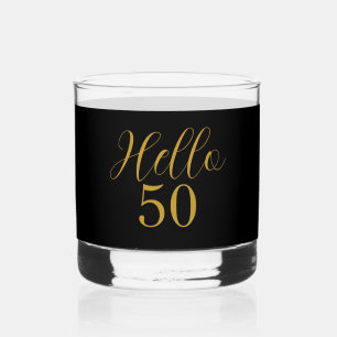 50th Birthday Black Gold Birthday Whiskey Glass