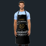 50th Birthday Black Gold Legendary Funny Apron<br><div class="desc">A personalized elegant wine bottle label that is easy to customize for that special birthday party occasion.</div>
