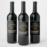 50th Birthday Black Gold Legendary Funny Wine Label<br><div class="desc">A personalised elegant beer bottle label that is easy to customise for that special birthday party occasion.</div>