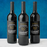 50th Birthday Black Gold  Legendary Funny Wine Label<br><div class="desc">A personalised elegant 50th birthday wine bottle label that is easy to customise for that special birthday party occasion.</div>