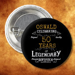 50th Birthday Black Gold  Legendary Retro<br><div class="desc">Personalised elegant buttons that are easy to customise for that special 50th birthday party. The retro black and gold design adds a touch of refinement to that special celebration.</div>