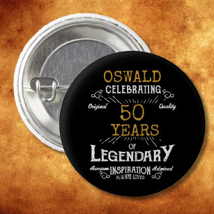 50th Birthday Black Gold  Legendary Retro 3 Cm Round Badge