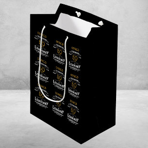 50th Birthday Black Gold  Legendary Retro Medium Gift Bag